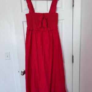 Farm Rio Red Pineapple Embroidered Smocked Maxi Dress – NWOT